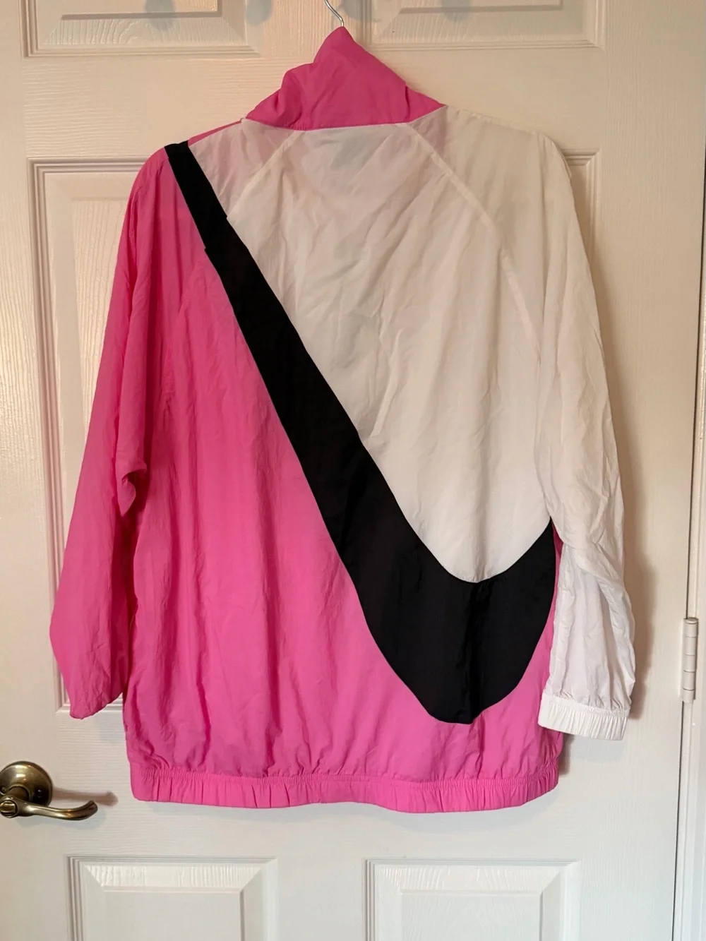 Nike Pink, White & Black Colorblock Varsity Jacket